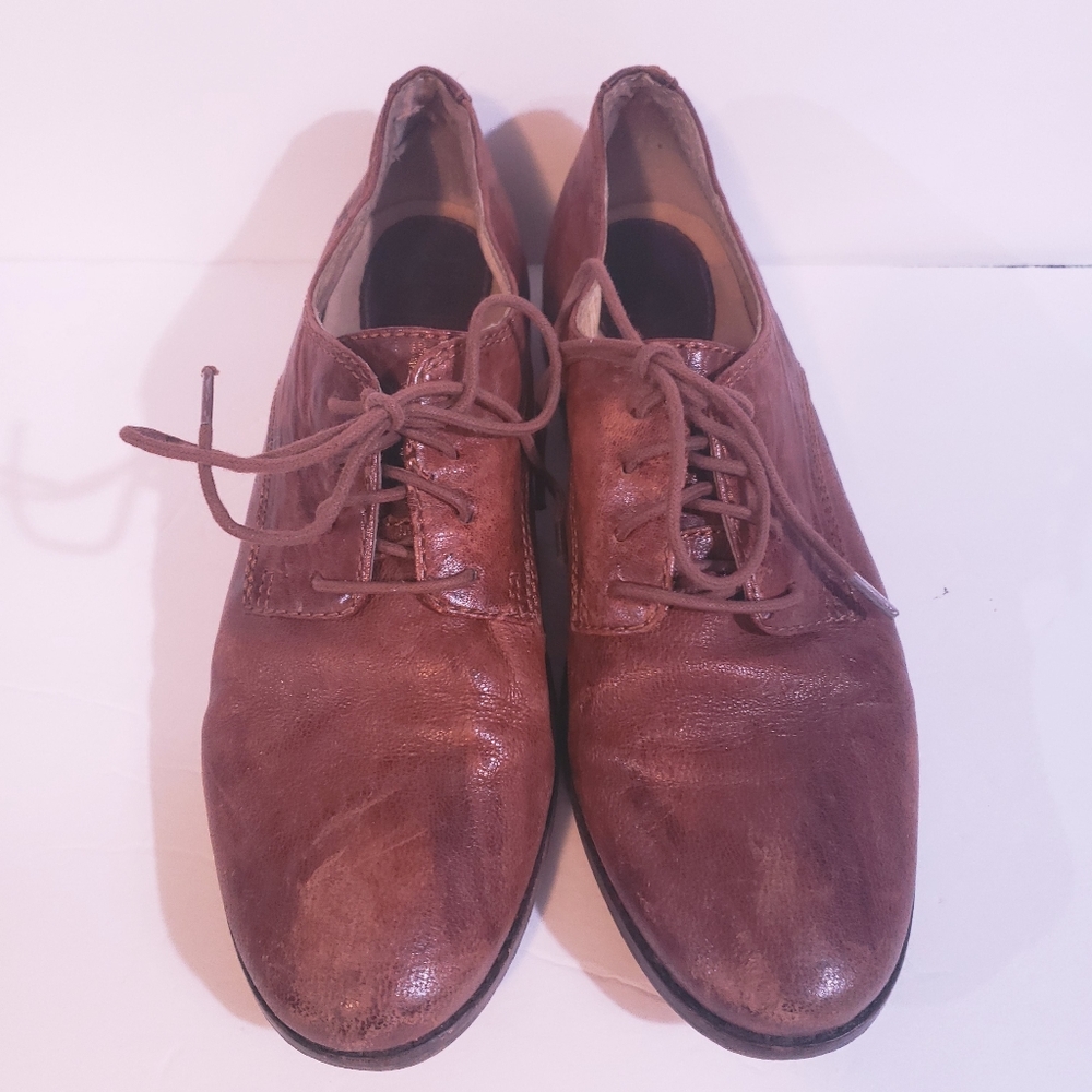 FRYE Anna lace up brown leather Oxford shoes